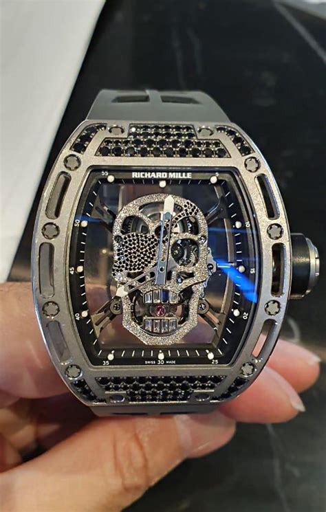 richard mille tourbillon skull diamond|Richard Mille skull watch price.